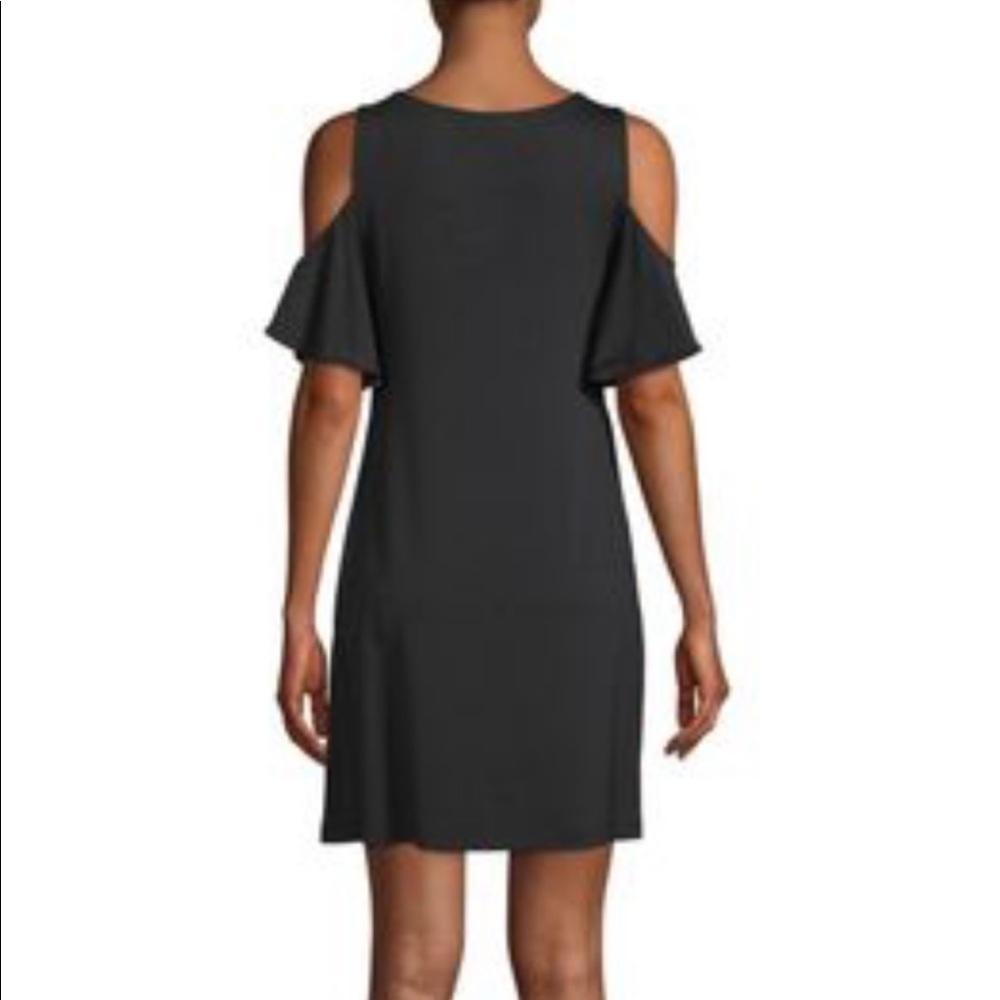 Susana Monico Black Cold Shoulder Short Sleeve Dress